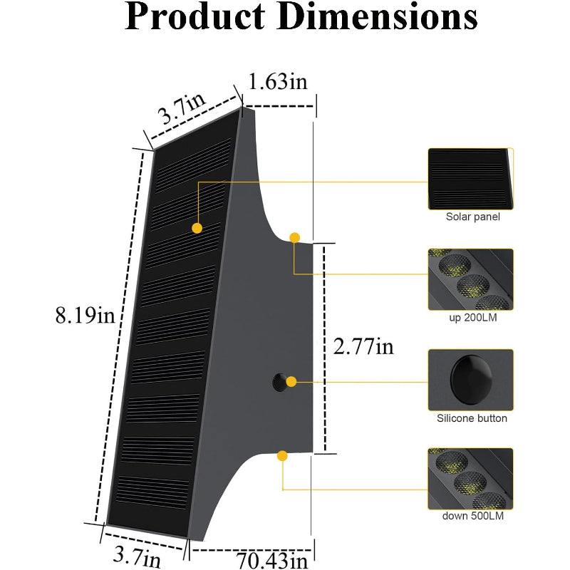 2‑Pack Up‑Down Solar Outdoor Wall Sconces