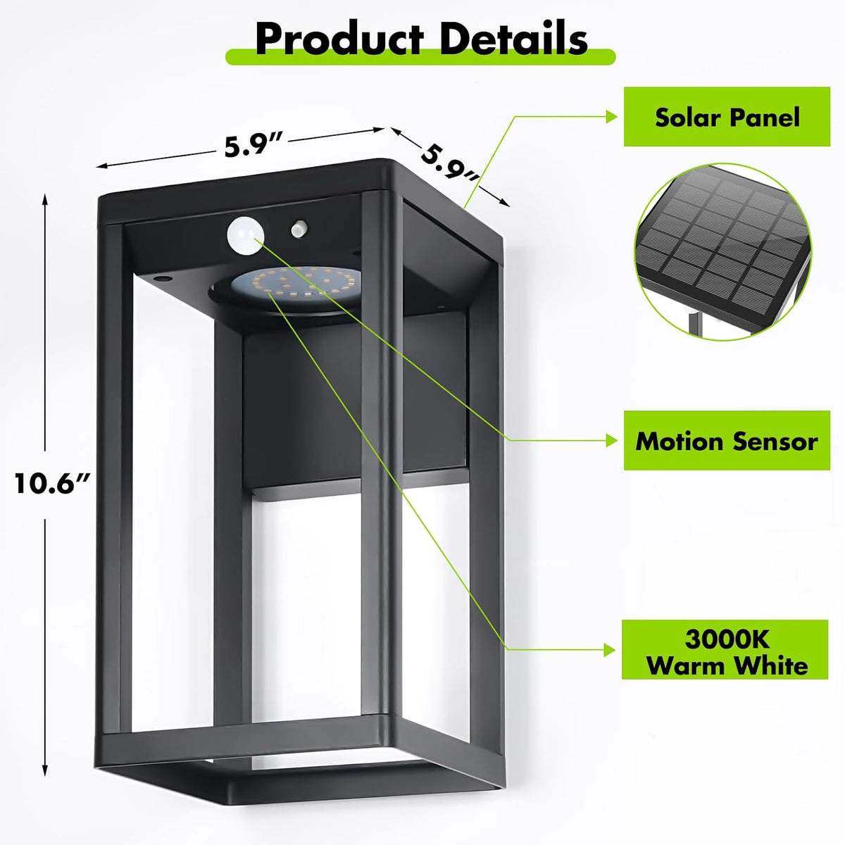 2‑Pack Motion Sensor Waterproof Solar Outdoor Wall Sconces