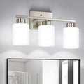 Brushed‑Nickel 3‑Light Frosted‑Glass Bathroom Vanity Light