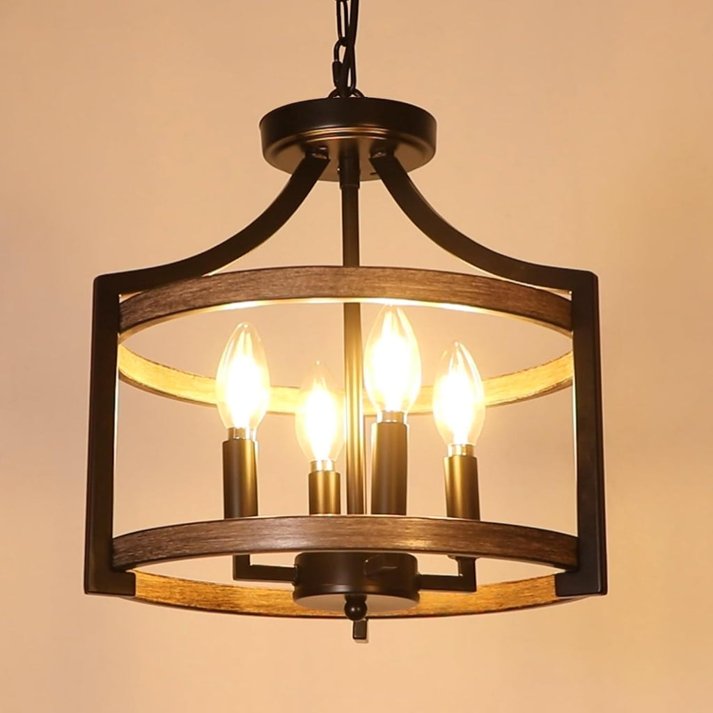 Farmhouse 4‑Light Convertible Rustic Chandelier