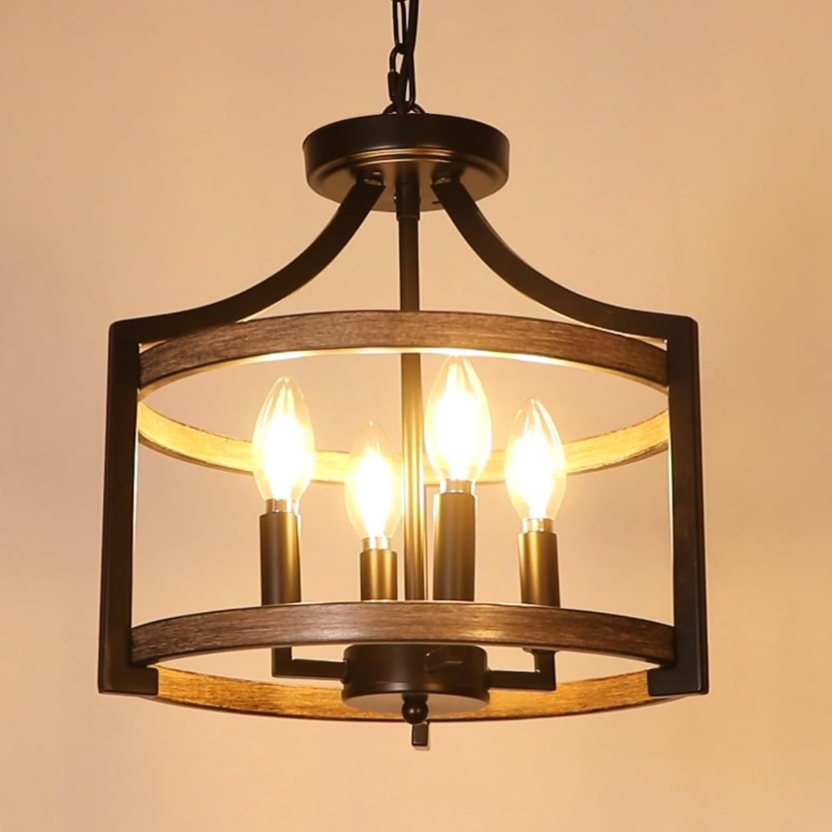 Farmhouse 4‑Light Convertible Rustic Chandelier