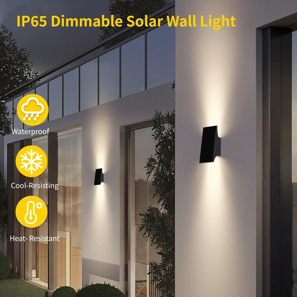 2‑Pack Up‑Down Solar Outdoor Wall Sconces