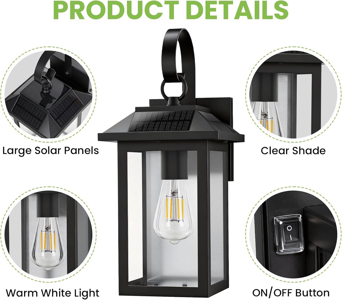 2‑Pack Motion Sensor Solar Outdoor Wall Sconces