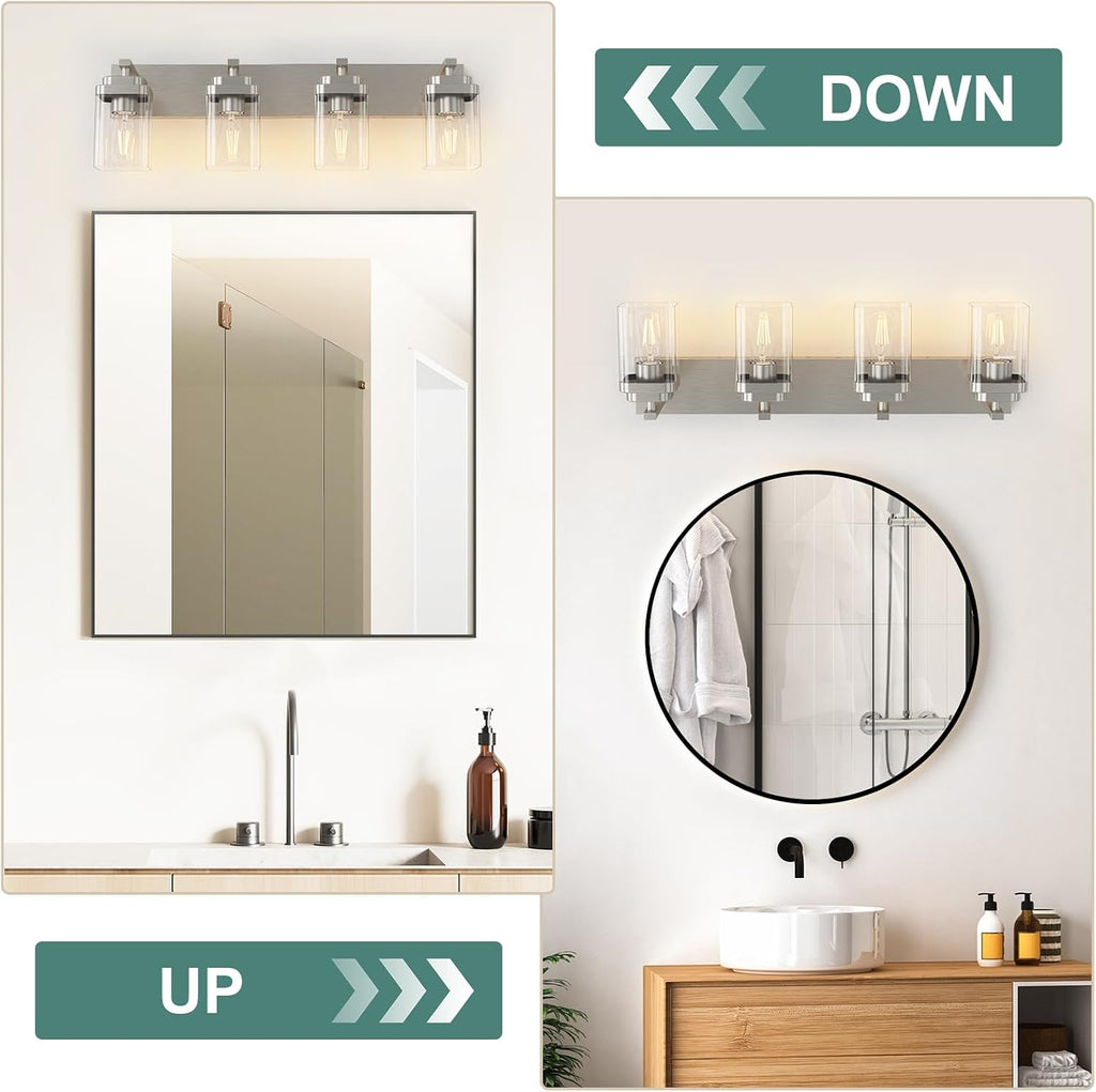 4‑Light Nickel Modern Bathroom Vanity Light
