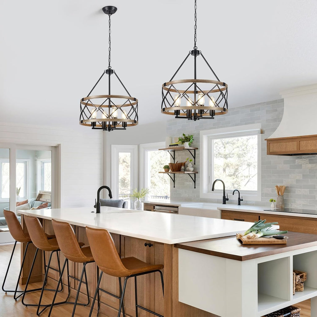 Black Farmhouse 4‑Light Metal Cage Chandelier