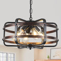 Farmhouse 4‑Light Black Lantern‑Cage Chandelier