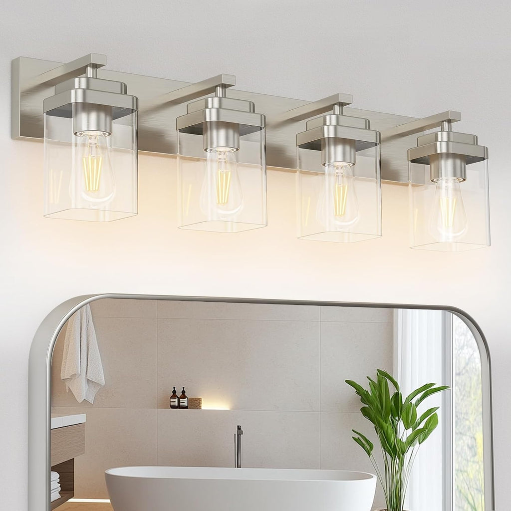4‑Light Nickel Modern Bathroom Vanity Light