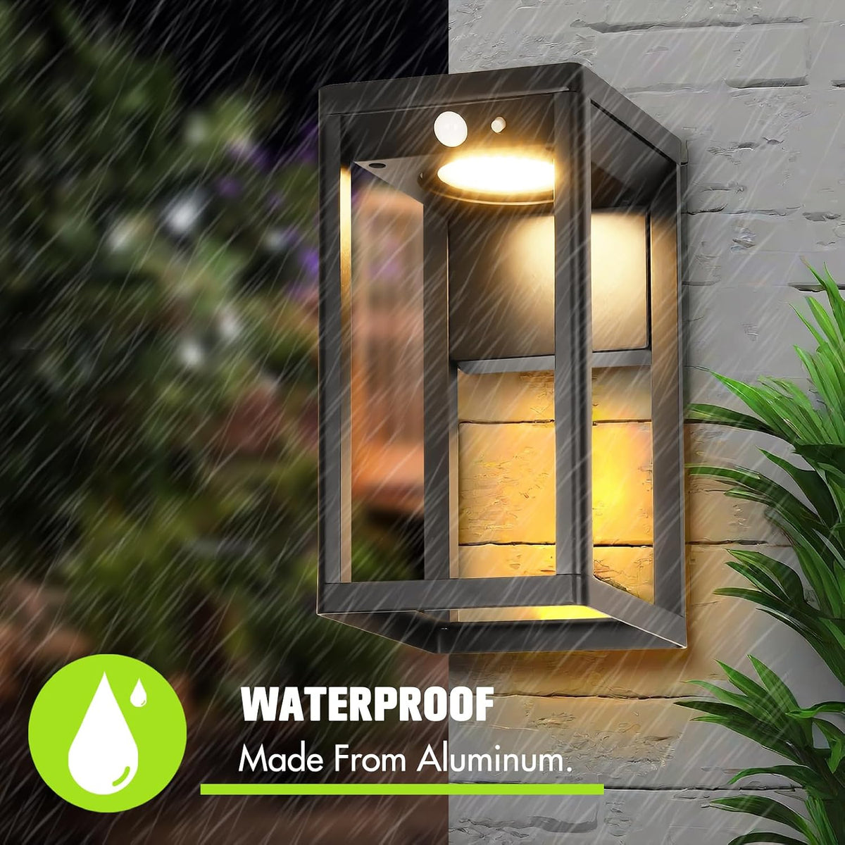 2‑Pack Motion Sensor Waterproof Solar Outdoor Wall Sconces