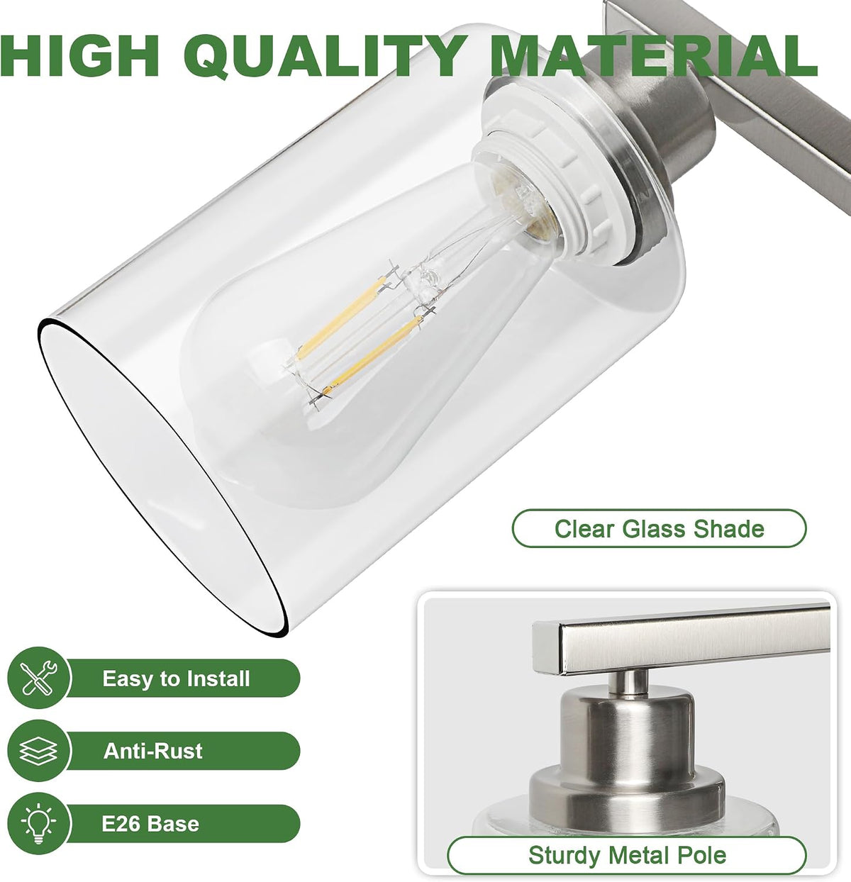Brushed‑Nickel 4‑Light Bathroom Vanity Wall Sconce