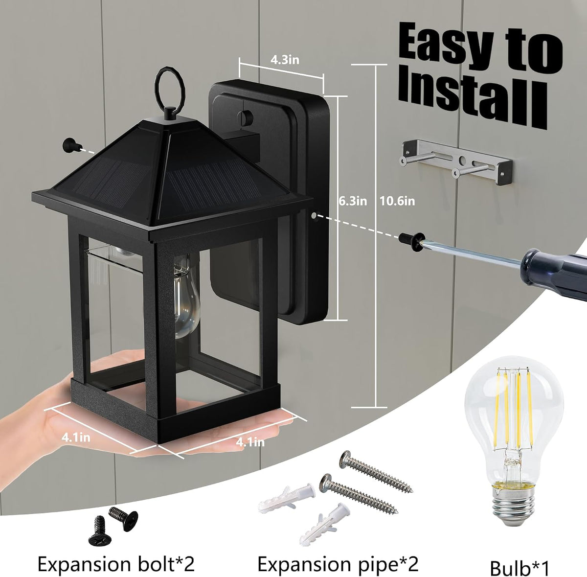 2‑Pack 3‑Mode Motion Sensor Solar Outdoor Wall Sconces