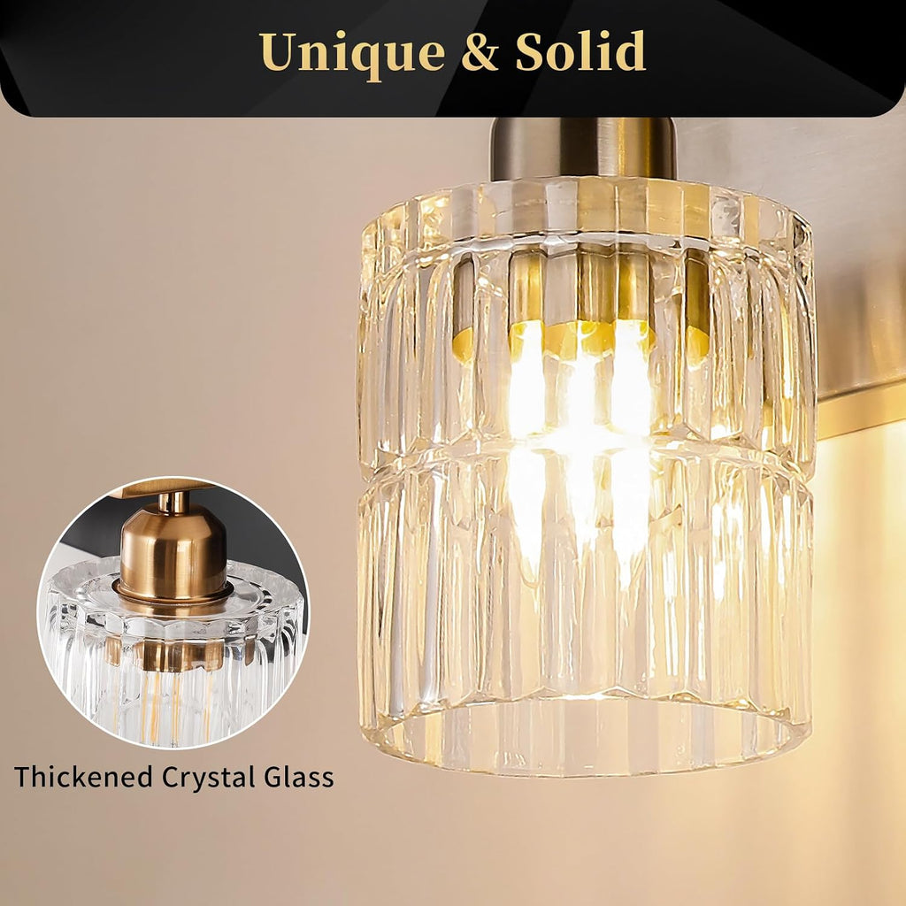 Brushed‑Nickel 3‑Light Glass Bathroom Vanity Light