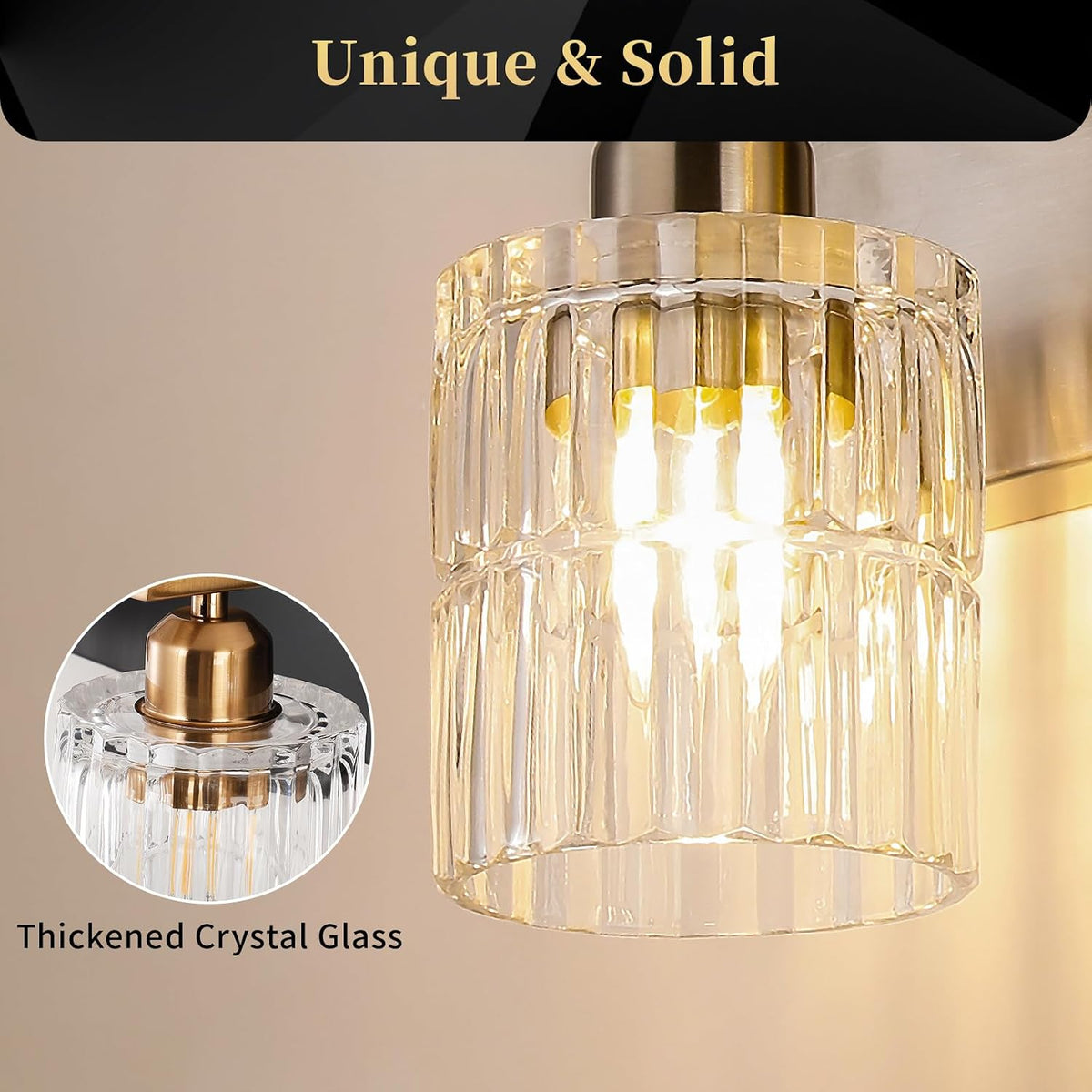Brushed‑Nickel 3‑Light Glass Bathroom Vanity Light