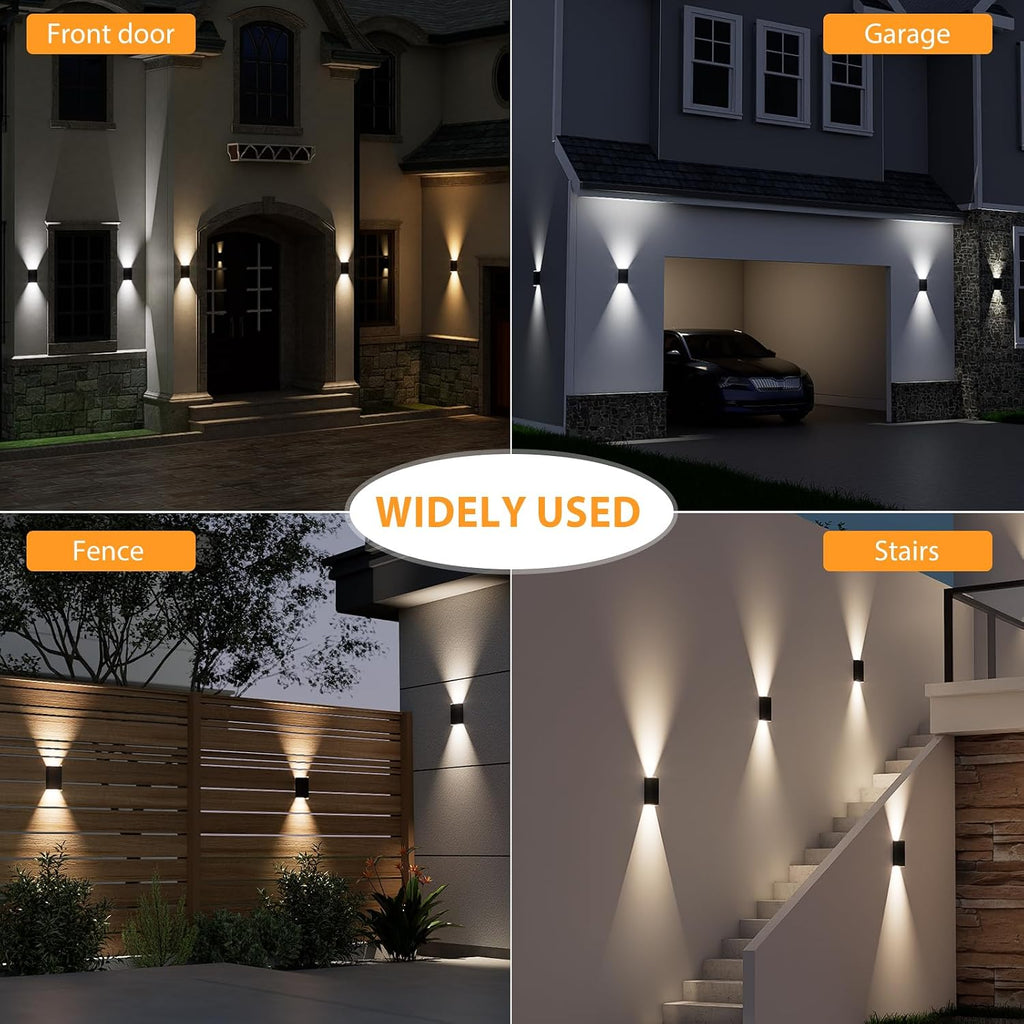 2‑Pack Up‑Down 3‑Color‑Mode Solar Outdoor Wall Sconces