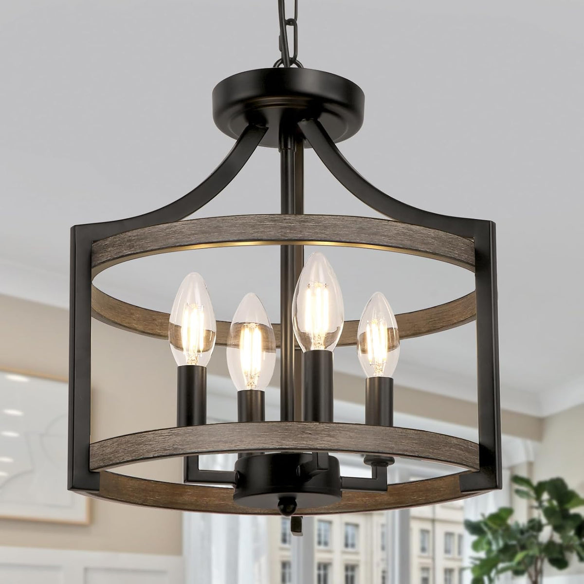 Farmhouse 4‑Light Convertible Rustic Chandelier