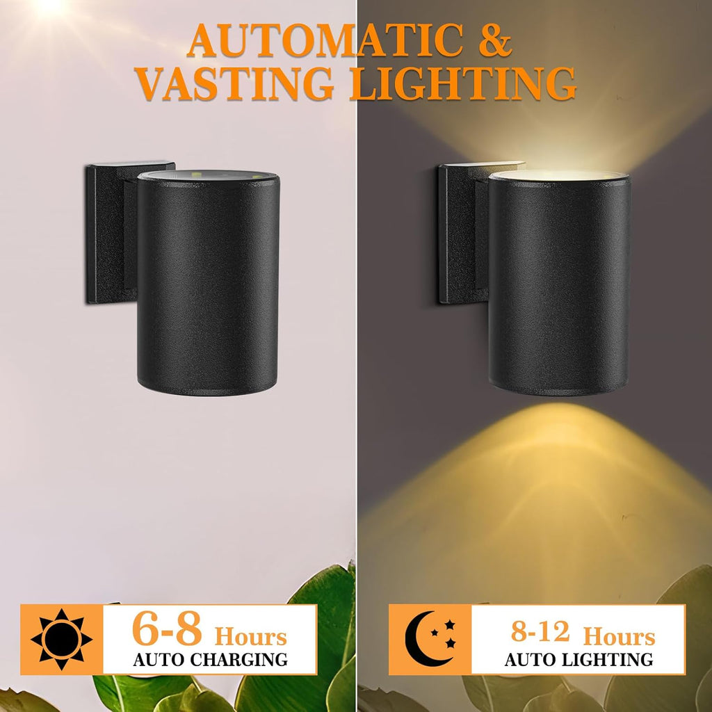 2‑Pack Up‑Down Stainless Steel Solar Outdoor Wall Sconces