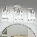 Brushed‑Nickel 3‑Light Crystal Bathroom Vanity Light