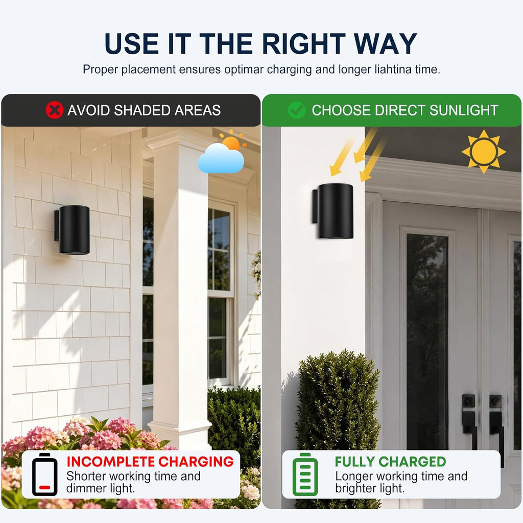 2‑Pack Up‑Down Stainless Steel Solar Outdoor Wall Sconces