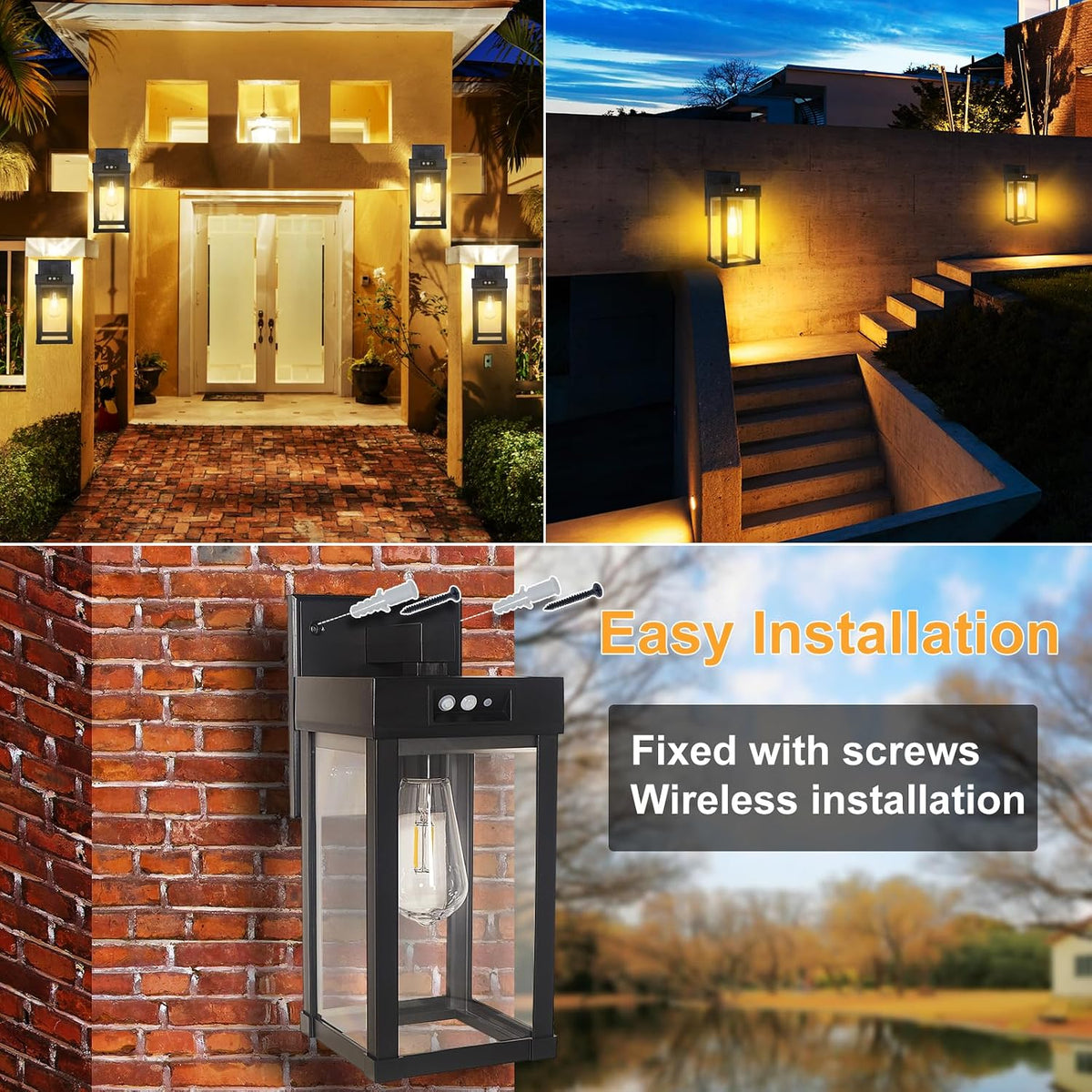 3‑Mode Motion Sensor Waterproof Solar Outdoor Wall Lantern