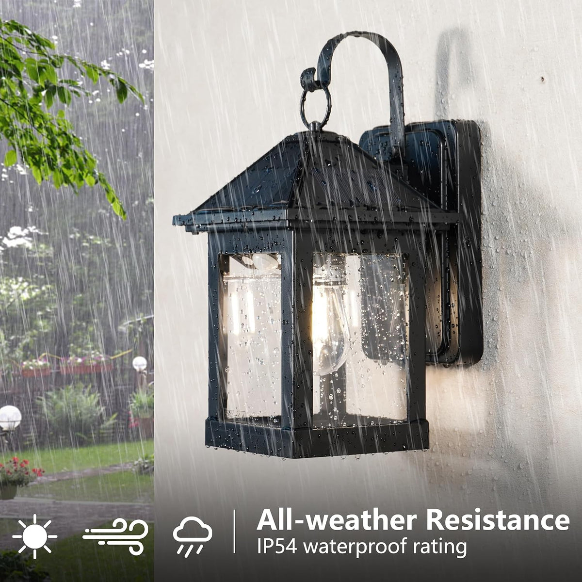 2‑Pack 3‑Mode Motion Sensor Solar Outdoor Wall Sconces
