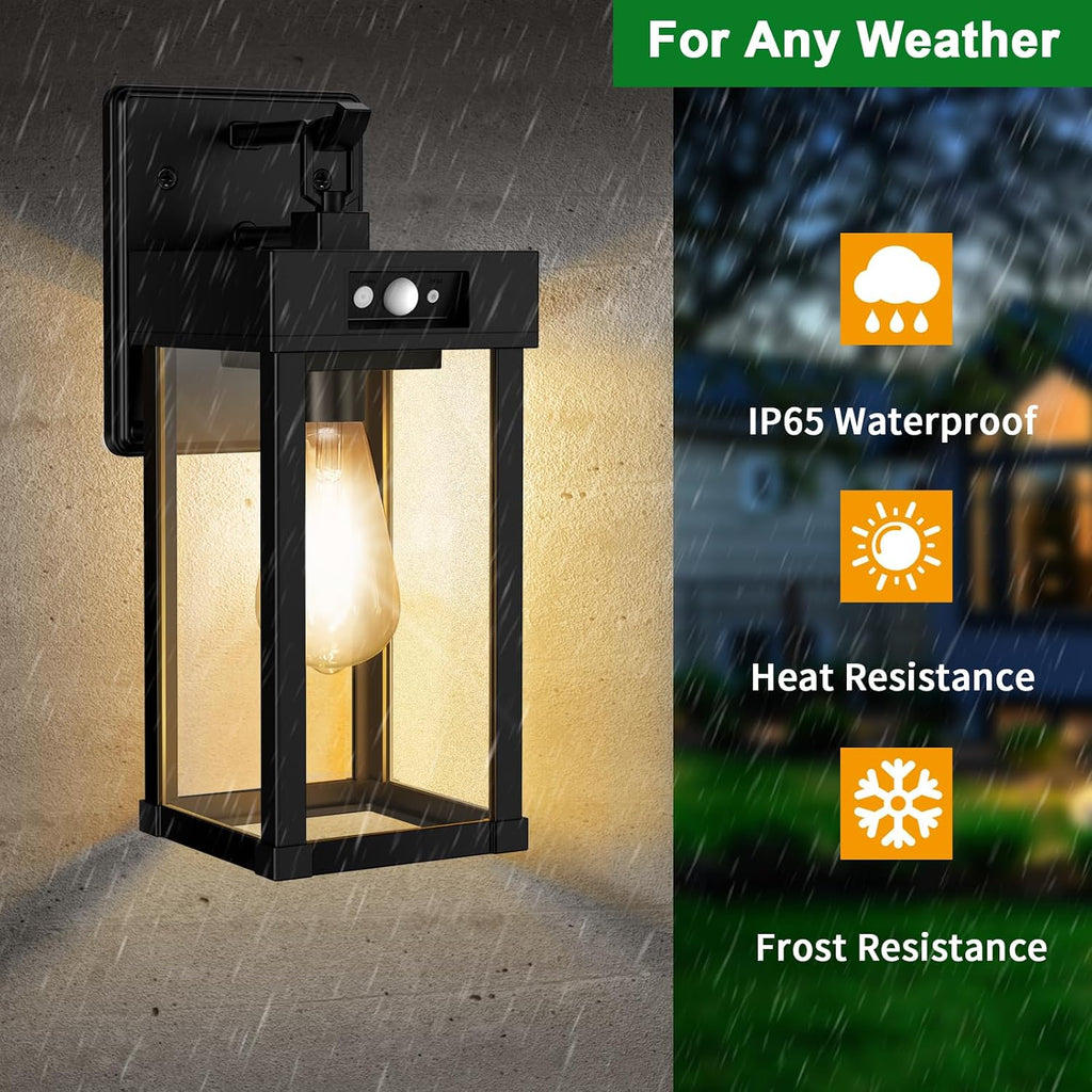 2‑Pack Large Motion‑Sensor Solar Outdoor Wall Sconces