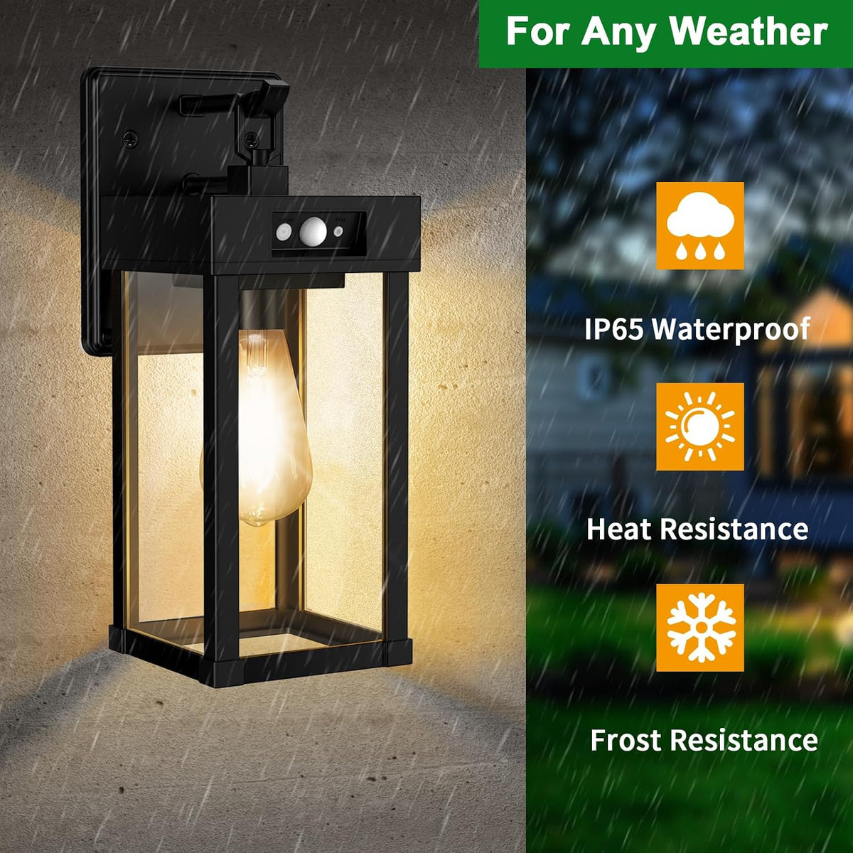 2‑Pack Large Motion‑Sensor Solar Outdoor Wall Sconces
