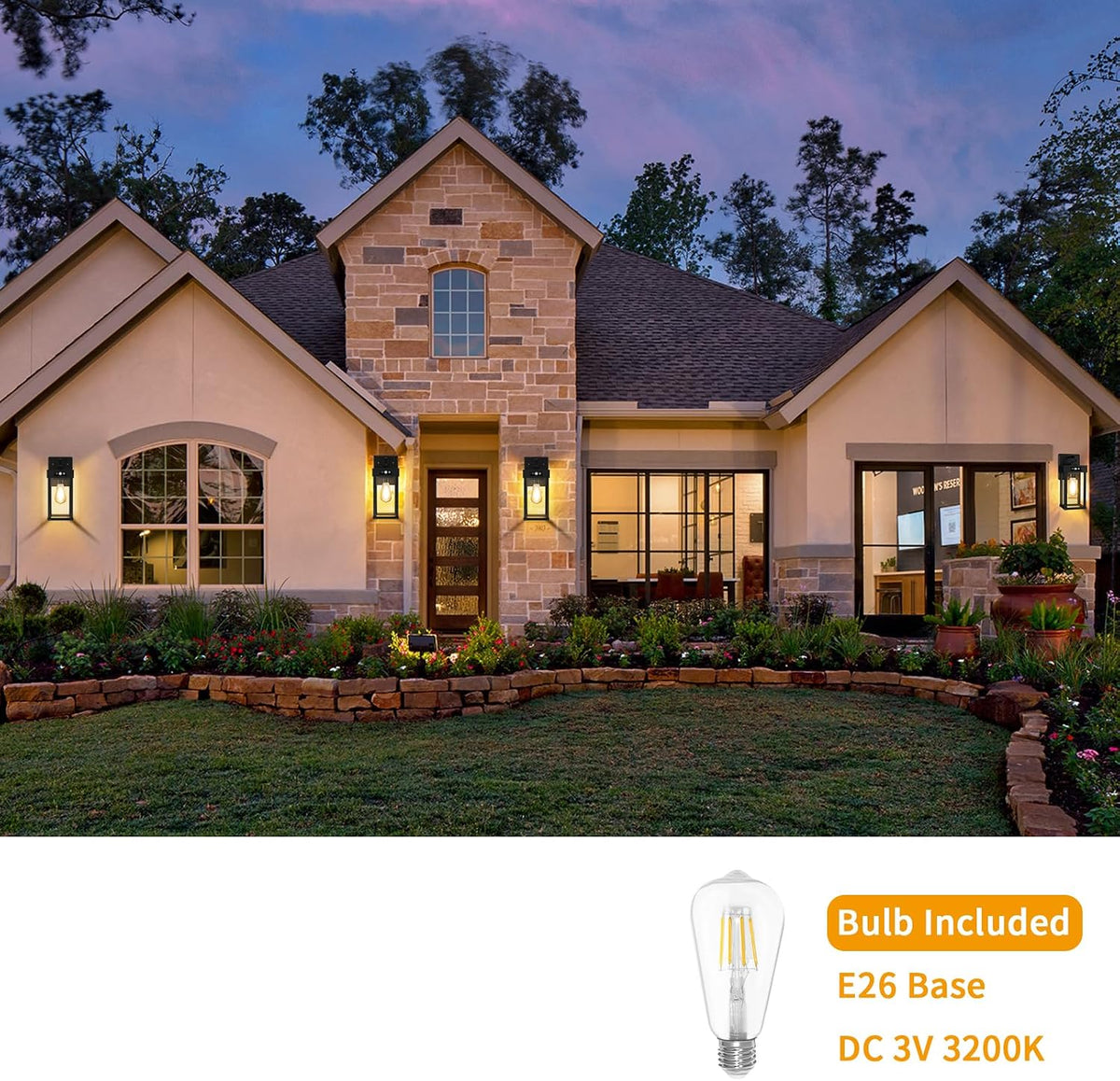 2‑Pack Large Motion‑Sensor Solar Outdoor Wall Sconces