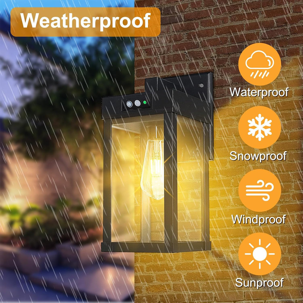 3‑Mode Motion Sensor Waterproof Solar Outdoor Wall Lantern