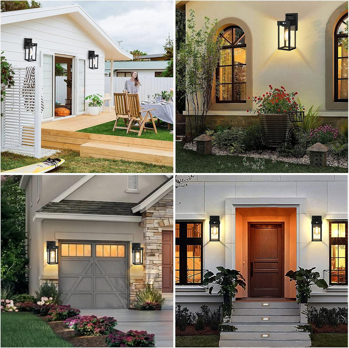 2‑Pack Large Motion‑Sensor Solar Outdoor Wall Sconces