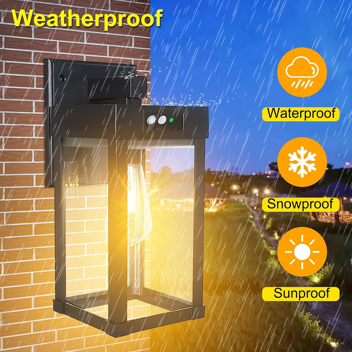 2‑Pack 3‑Mode Motion Sensor Solar Outdoor Wall Sconce Lantern